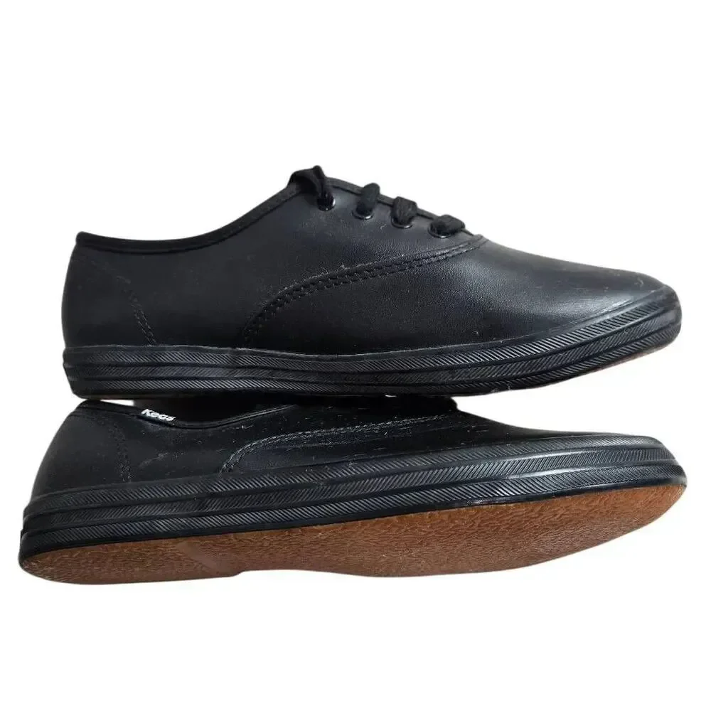 Keds Champion Originals Leather Lace Up Sneakers Black KY41015E, size 4